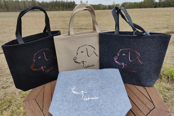 Huopakassi labradorin kuvalla, "UUSI"